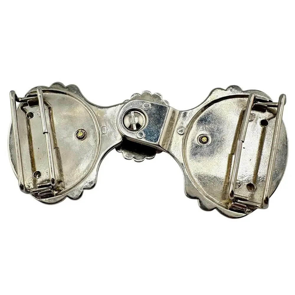 Vintage DAME Southwest Western Style Two Tone Scrolled Slide Belt Buckle